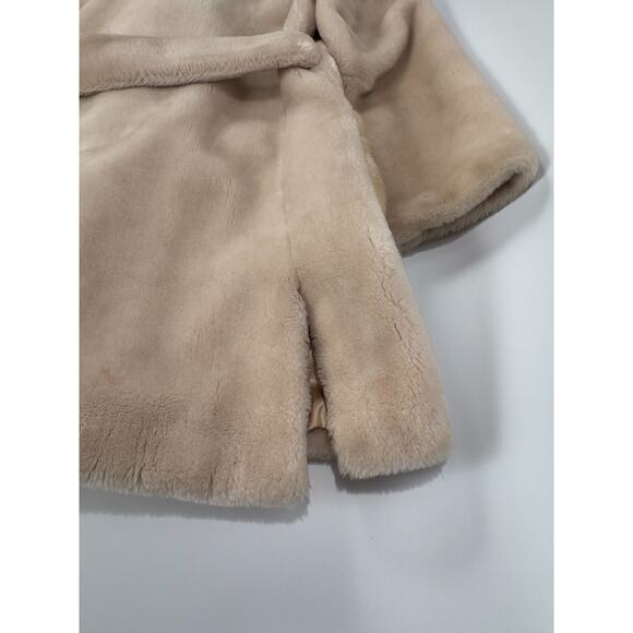 Vintage Borgana Faux Fur Coat Womens M L Tan Teddy Bear Mob Wife 50s - Picture 10 of 13